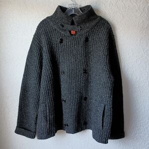 SUNDANCE Mens Francois Fisherman Cardigan Sweater Lambswool Double Breasted XL